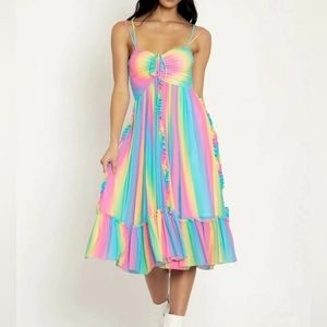 Black Milk Rainbow IceCream Frills On Frills Ruffle Dress Sz XS